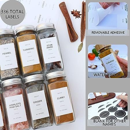 Spice Jars Organizer With Labels 